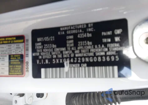 2022 Kia K5 Gt-Line z USA, uszkodzony, nr VIN 5XXG64J29NG083695